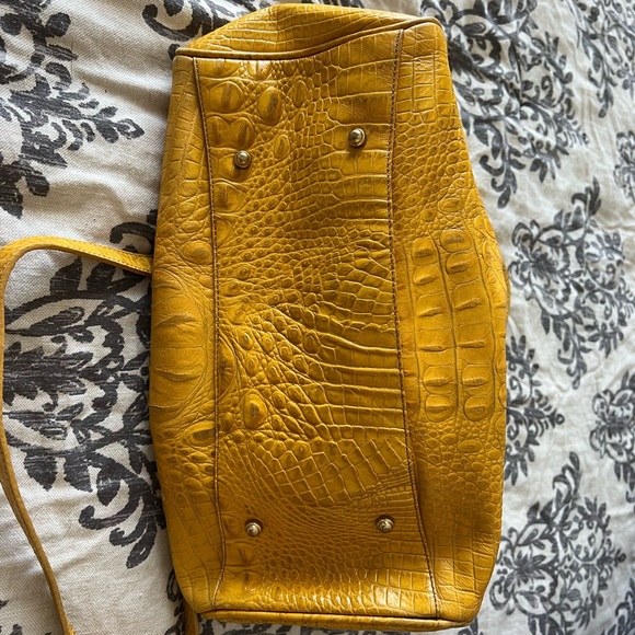 Brahmin Louise Mustard Croc-Embossed Satchel - Picture 4 of 7
